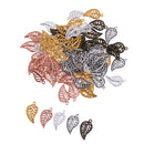 Lot Of 75pcs Vintage Hollow Filigree Leaf Charms Pendant Findings 23x15mm
