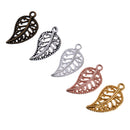 Lot Of 75pcs Vintage Hollow Filigree Leaf Charms Pendant Findings 23x15mm