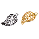 Lot Of 75pcs Vintage Hollow Filigree Leaf Charms Pendant Findings 23x15mm