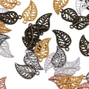 Lot Of 75pcs Vintage Hollow Filigree Leaf Charms Pendant Findings 23x15mm