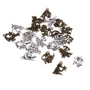 24 Pieces Vintage Tibetan Birth Sign Zodiac Constellation Jewelry Beads Crafts Birthday Gift Jewelry