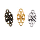 30pcs Alloy Metal Vintage Flower Connector Charms 16x8mm DIY Jewelry Making