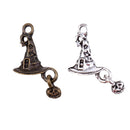 20pcs Tibetan Silver Bronze Witch Hat Pendant Charms With Halloween Pumpkin DIY Jewelry Crafts 26x15mm