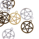 15 Pieces Vintage Pentagram in Circle Pendants Charms DIY Jewelry Finding Craft