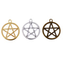 15 Pieces Vintage Pentagram in Circle Pendants Charms DIY Jewelry Finding Craft