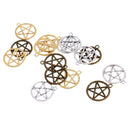 15 Pieces Vintage Pentagram in Circle Pendants Charms DIY Jewelry Finding Craft