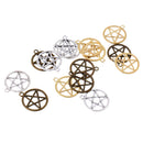 15 Pieces Vintage Pentagram in Circle Pendants Charms DIY Jewelry Finding Craft
