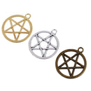15 Pieces Vintage Pentagram in Circle Pendants Charms DIY Jewelry Finding Craft