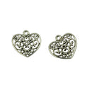 30 Pieces Whoeslae Tibetan Silver Filigree Hollow Heart Charms Pendants DIY Beads Fit Necklace Bag Charms