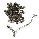 12 Set Lobster Clasp Extender Chain 5mm Crimp Tube Bell Ends Set Jet Black