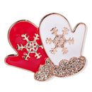 Glossy Shiny Exquisite Red&White Enamel Christmas Snowflake Gloves Ornaments
