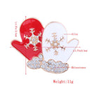 Glossy Shiny Exquisite Red&White Enamel Christmas Snowflake Gloves Ornaments
