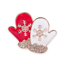 Glossy Shiny Exquisite Red&White Enamel Christmas Snowflake Gloves Ornaments
