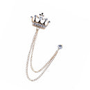 Charming Chain Brooch Crown Crystal Women Men's Tassel Brooch Pin Corsage