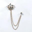 Charming Chain Brooch Crown Crystal Women Men's Tassel Brooch Pin Corsage