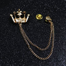 Charming Chain Brooch Crown Crystal Women Men's Tassel Brooch Pin Corsage