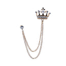 Charming Chain Brooch Crown Crystal Women Men's Tassel Brooch Pin Corsage