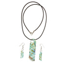 Women Glazed Colored Glass Spiral Necklace Drop Spiral Fish Hook Earrings Fashion Charm Jewelry Set for Wedding and Casual
