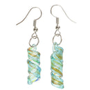 Women Glazed Colored Glass Spiral Necklace Drop Spiral Fish Hook Earrings Fashion Charm Jewelry Set for Wedding and Casual