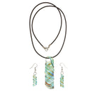 Women Glazed Colored Glass Spiral Necklace Drop Spiral Fish Hook Earrings Fashion Charm Jewelry Set for Wedding and Casual