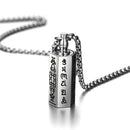 Vintage Silver Stainless Steel Buddhist Mantra Prayer Memorial Charms Openable Bottle Pendant Necklace