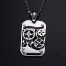 Biker Punk Stainless Steel Mens Chain Necklace Gear Dog Tag Mechanical Jewelry Necklace