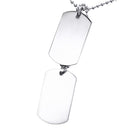 Plain Silver Tone Stainless Steel Double Dog Tag Beads Chain Necklace Pendant Women Men Fashion Jewelry
