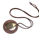 Women Girls Vintage Water Drop Shaped Wood Sweater Pendant Necklace Chain