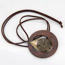 Women Girls Vintage Water Drop Shaped Wood Sweater Pendant Necklace Chain