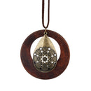 Women Girls Vintage Water Drop Shaped Wood Sweater Pendant Necklace Chain