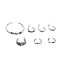 7pcs/Set Lady Antique Silver Ear Cuff Wrap Ear Clips Cartilage Stud Earrings