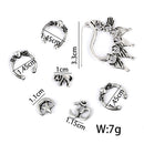 7pcs Antique Silver Moon Stars Elephant Ear Clip Earrings Vintage Piercing