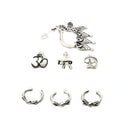 7pcs Antique Silver Moon Stars Elephant Ear Clip Earrings Vintage Piercing