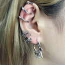 7pcs Antique Silver Moon Stars Elephant Ear Clip Earrings Vintage Piercing