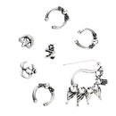 7pcs Antique Silver Moon Stars Elephant Ear Clip Earrings Vintage Piercing