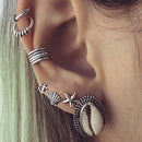 7pcs/set Bohemian Ear Cuffs Shell Anchor Stud Earrings Punk Rock Steampunk Women