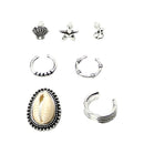 7pcs/set Bohemian Ear Cuffs Shell Anchor Stud Earrings Punk Rock Steampunk Women