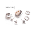 7pcs/set Bohemian Ear Cuffs Shell Anchor Stud Earrings Punk Rock Steampunk Women