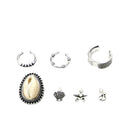 7pcs/set Bohemian Ear Cuffs Shell Anchor Stud Earrings Punk Rock Steampunk Women