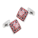 1 Pair French Cufflinks Square Pattern Cuff Links Men's Business Enamel Jewelry