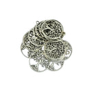 20 Pieces/ Lot Antique Silver Filigree Hollow Leaf Tree Of Life DIY Charms Beads Family Friends Xmas Crafts Gift