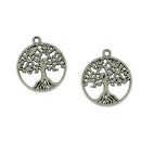 20 Pieces/ Lot Antique Silver Filigree Hollow Leaf Tree Of Life DIY Charms Beads Family Friends Xmas Crafts Gift