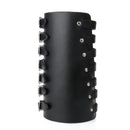 Fashion Punk Rivet Bracelet Black Wide Leather Bangle with Seven Belt Buckles Cool Rock
