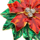 Christmas Custom Fit Green&Red Flower Shaped Pins with Rhinestone Crystal Brooch Pin & Jewelry Pendant 5cmx6cm for Child Adult
