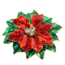 Christmas Custom Fit Green&Red Flower Shaped Pins with Rhinestone Crystal Brooch Pin & Jewelry Pendant 5cmx6cm for Child Adult