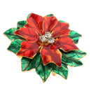 Christmas Custom Fit Green&Red Flower Shaped Pins with Rhinestone Crystal Brooch Pin & Jewelry Pendant 5cmx6cm for Child Adult