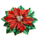 Christmas Custom Fit Green&Red Flower Shaped Pins with Rhinestone Crystal Brooch Pin & Jewelry Pendant 5cmx6cm for Child Adult