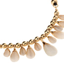 Women Elegant Luxury Lot Multisize Water Drop Crystal Gold Ball Charm Pendant PU Leather Collar Necklace for Party Wedding