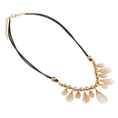 Women Elegant Luxury Lot Multisize Water Drop Crystal Gold Ball Charm Pendant PU Leather Collar Necklace for Party Wedding