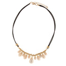 Women Elegant Luxury Lot Multisize Water Drop Crystal Gold Ball Charm Pendant PU Leather Collar Necklace for Party Wedding